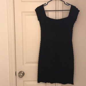 Black ruffle stretchy dress